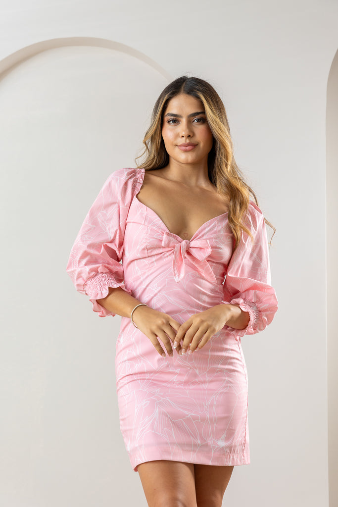 VESTIDO ELAILA FLORES ROSA