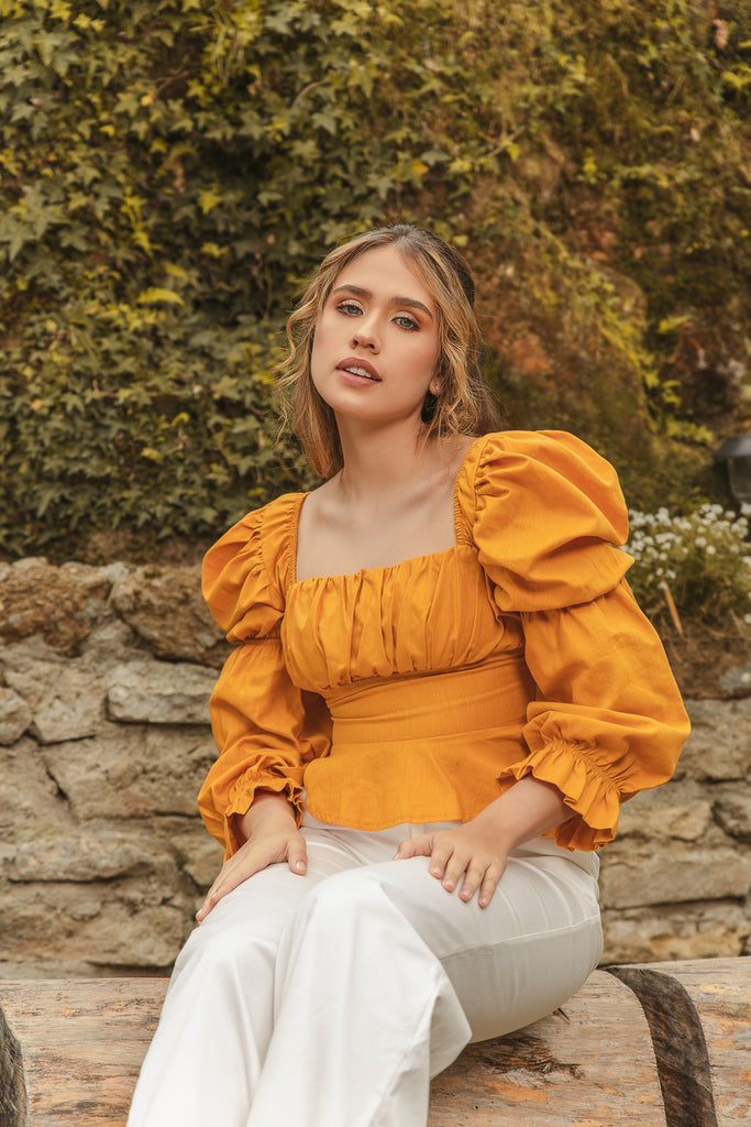 BLUSA CARLOTA MOSTAZA